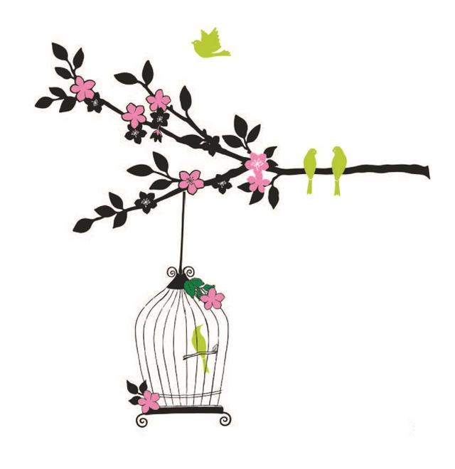 StickieArt - Bird In The Cage Removable Stickers-Medium