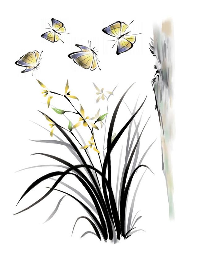 StickieArt - Butterflies Over Water Plant Removable Stickers-Medium