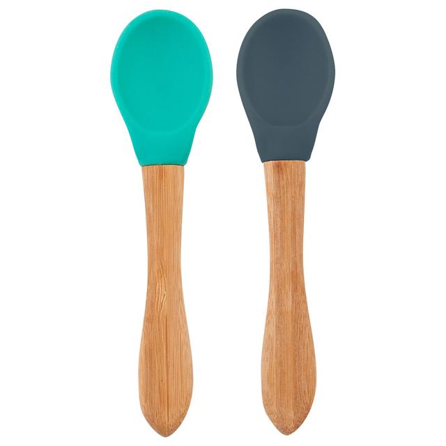 Minikoioi - Silicone Spoon Scoops - Pack of 2 - Aqua Green/Deep Blue