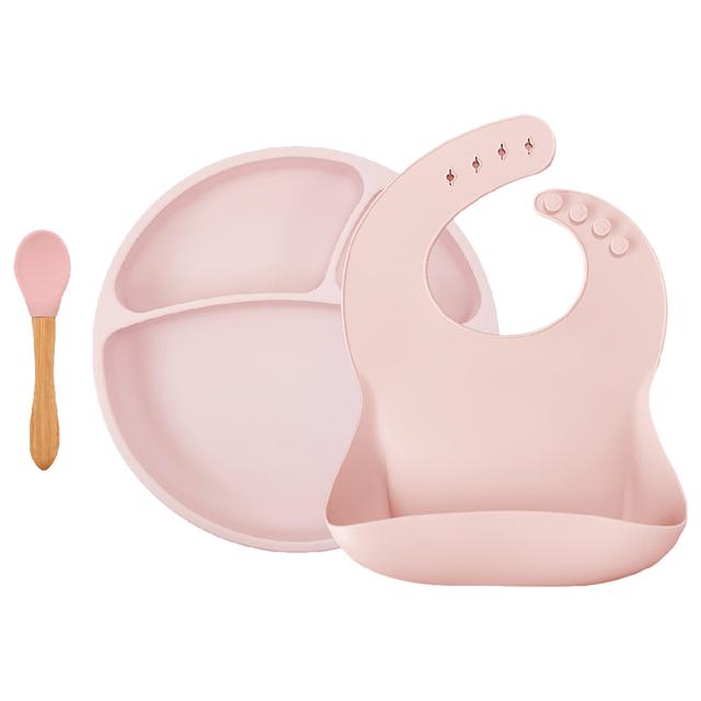 Minikoioi - Silicone Dining Set of 3pcs - Pinky Pink