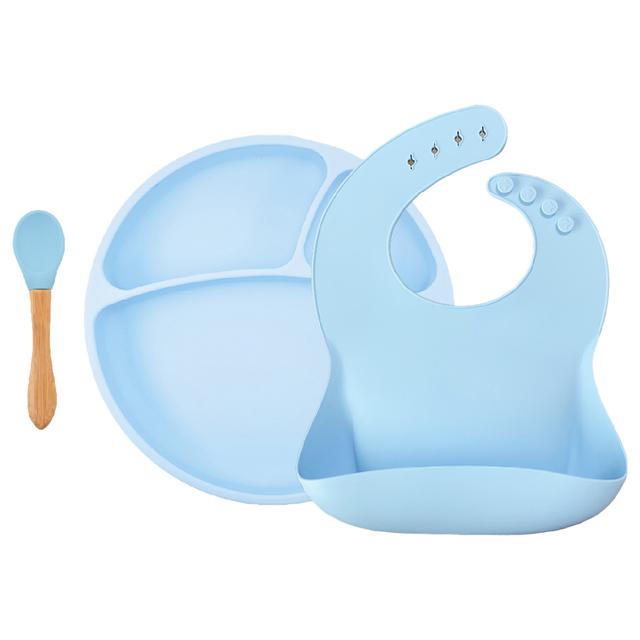 Minikoioi - Silicone Dining Set of 3pcs - Mineral Blue