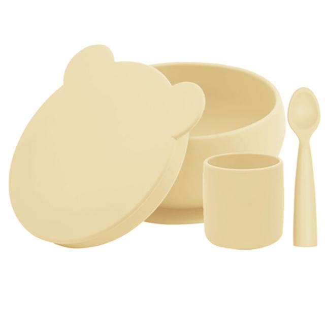 Minikoioi - Jr Dining Set of 3pcs - Silicone - Yellow - Packaging May Vary