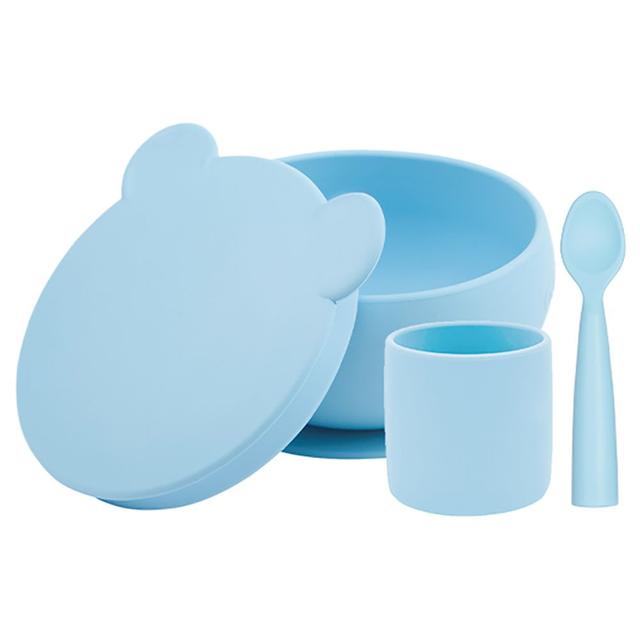 Minikoioi - Silicone Feeding Set - 4pcs - Mineral Blue - Packaging May Vary