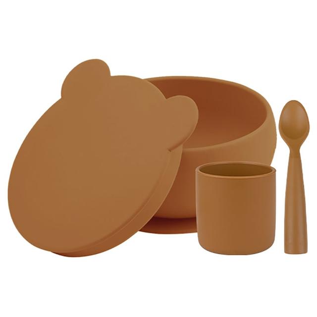 Minikoioi - Silicone Feeding Set - 4pcs - Woody Brown