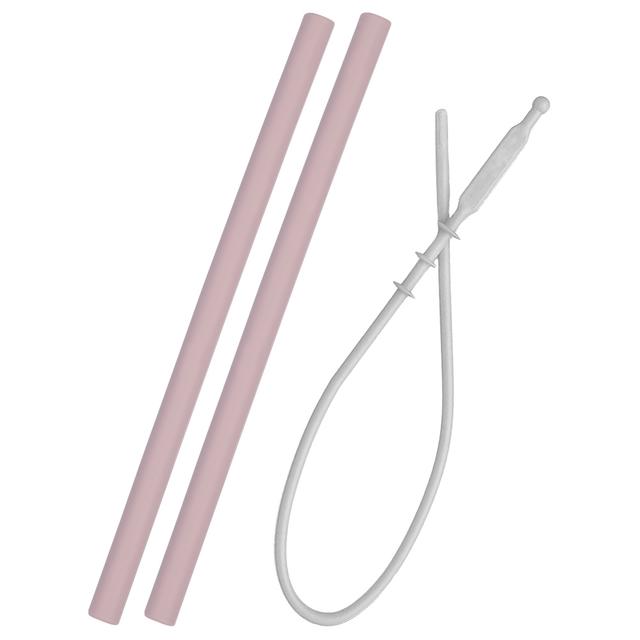 Minikoioi - Silicone Flexi Straws W/ Brush Set-2pcs - Pink