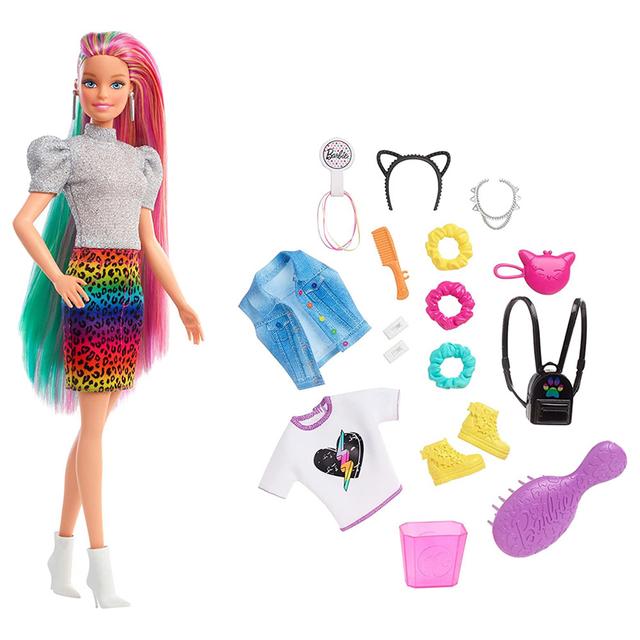 Barbie - Leopard Rainbow Blonde Hair Doll