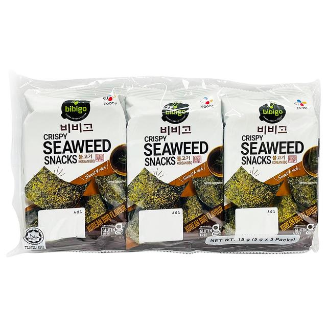 Cj Bibigo - Crispy Seaweed Snack - Korean BBQ - Pack of 3