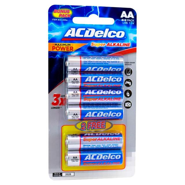 AC Delco - Alkaline Blister Card AA Battery Pack Of 6