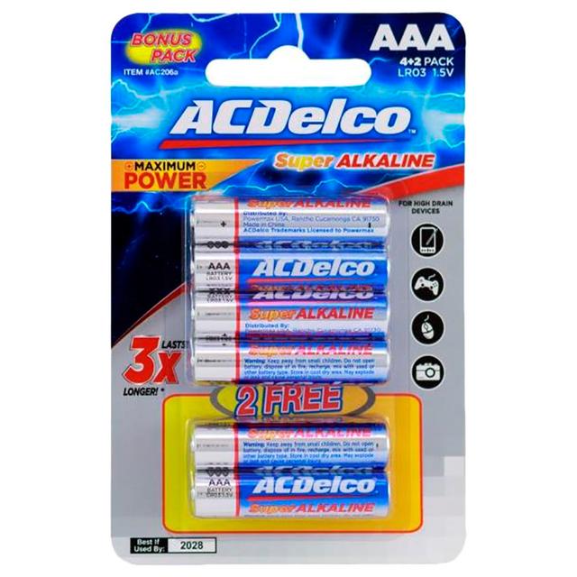 AC Delco - Alkaline Blister Card AAA Battery Pack Of 6