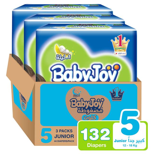 Babyjoy - Cullotte Pants Diaper Mega Pack - Junior Size 5 - Pack of 3 - 12 - 18 kg - 132pcs