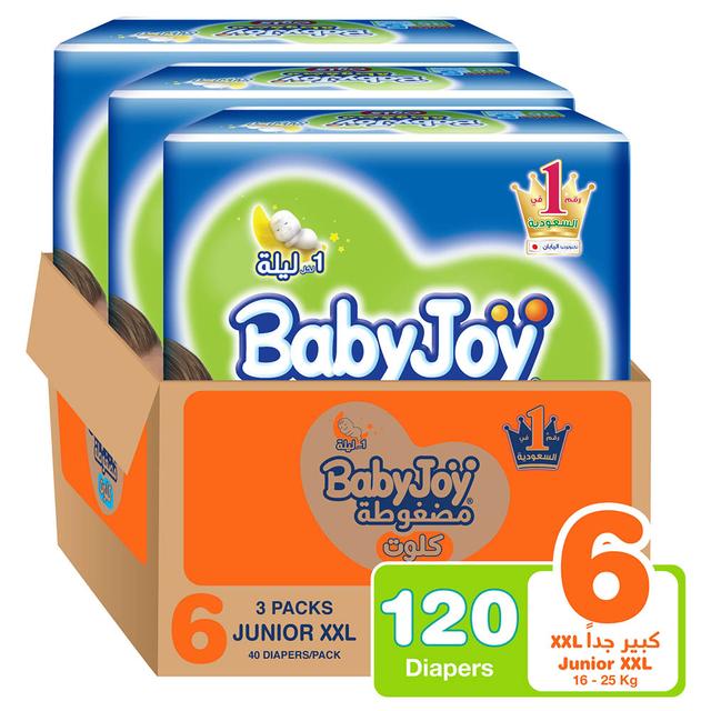 Babyjoy - Cullotte Pants Diaper Mega Pack - Junior XXL Size 6- 16 - 23 kg - Pack of 3 - 120 Pcs