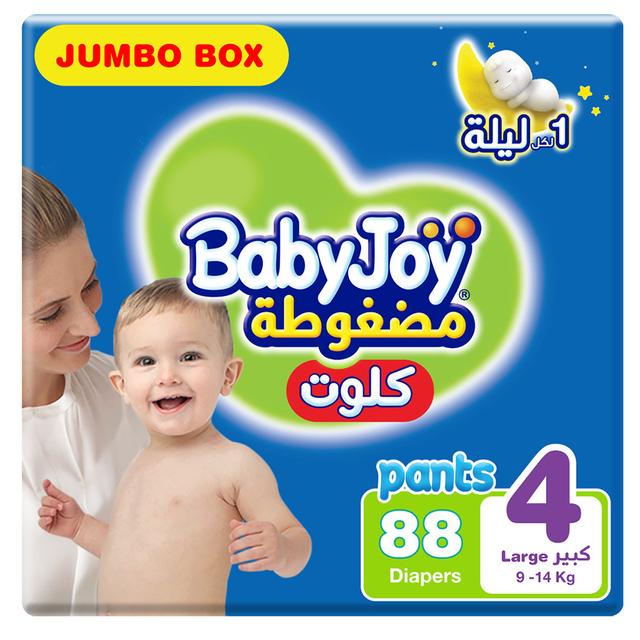 Babyjoy Cullote Pants Diaper, Jumbo Box Large Size 4, Count 88, 9 - 14 kg