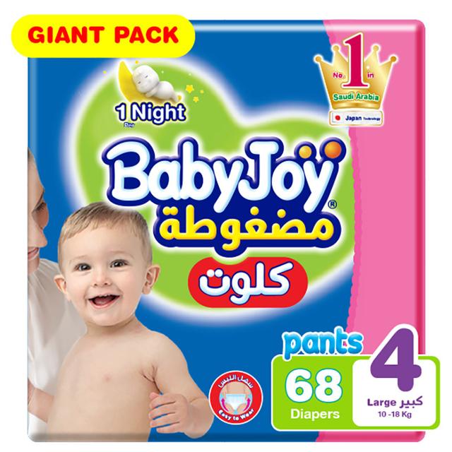 Babyjoy Cullotte Pants Diaper, Giant Pack Large Size 4, Count 68, 9 - 14 kg