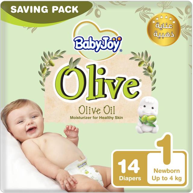 BabyJoy - Olive Diapers | Size 1 - Newborn - 0-4Kg - Saving Pack - 14pcs