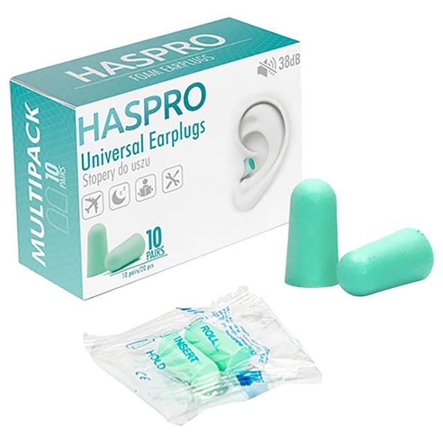 Haspro - Universal Foam Earplugs Pack of 10 Multipack - Mint