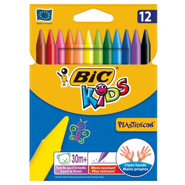 Bic - 12pcs Kids Plastidecor Colouring Crayons Wallet