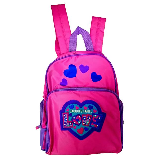 Jacques Farel - Girls Bagpack With Love Design - Pink - 12.5-Inch