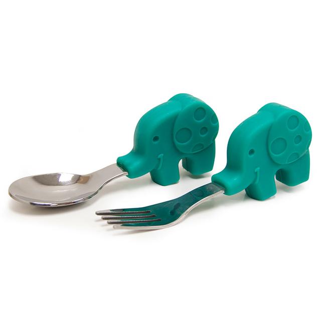 Marcus & Marcus - Silicone and Stainless Steel Palm Grasp Spoon & Fork Set - Ollie