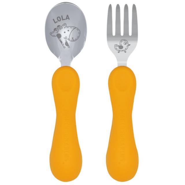 Marcus & Marcus - Silicone and Stainless Steel Easy Grip Spoon & Fork Set - Lola