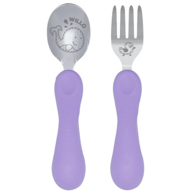 Marcus & Marcus - Silicone and Stainless Steel Easy Grip Spoon & Fork Set -Willo