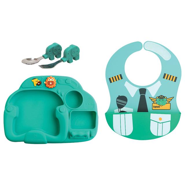 Marcus & Marcus - Silicone Creative Little Pilot Meal Time Gift Set - Ollie