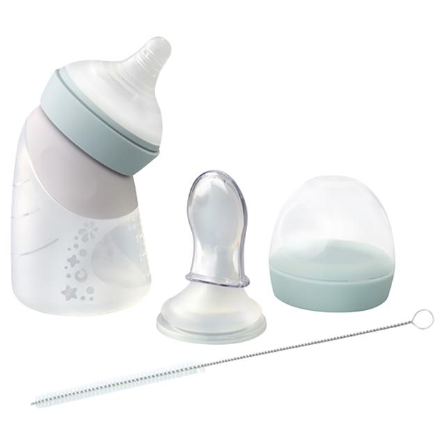 Marcus & Marcus - Silicone Angled Feeding Bottle & Spoon Set - Mint