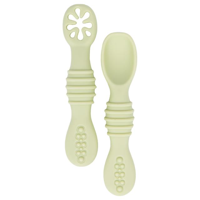 Babies Basic - Silicone First Stage Training Spoon w/ Masher- Mint