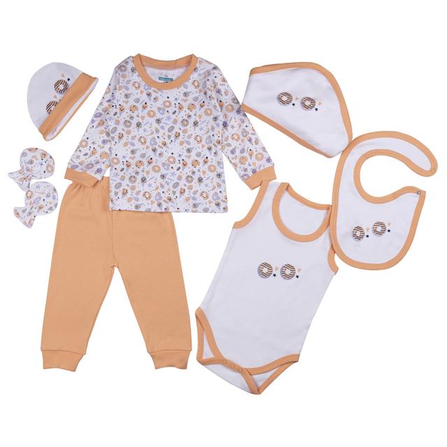 Babies Basic - 7pc-Set - Unisex 100% Cotton Gift Box - Peach