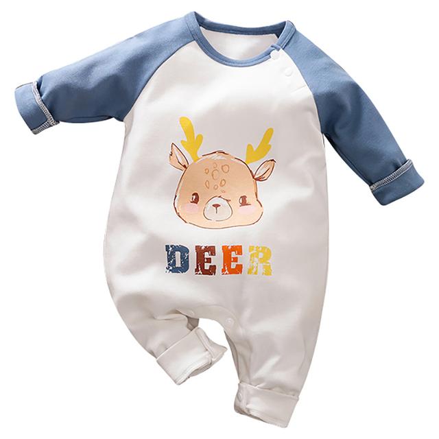 Super Cute - Deer Printed Full Sleeve Onesie - Blue