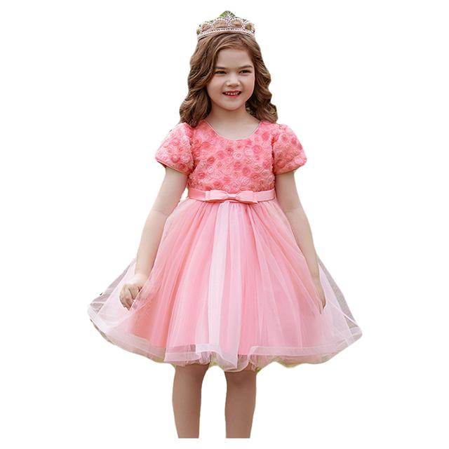 Sugar Rush - Appliqued Short Sleeves Party Dress - Light Pink