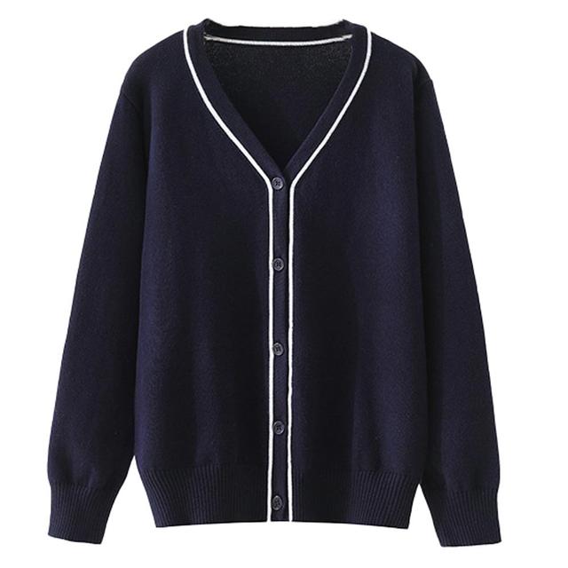 Sugar Rush - Solid V-Neck Full Sleeves Sweater - Navy