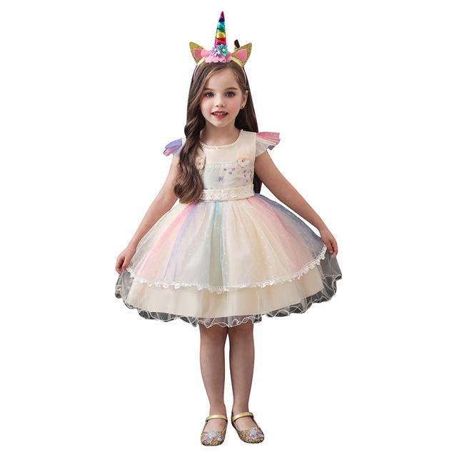 Super Cute - Tutu Dress & Unicorn Headband Champagne