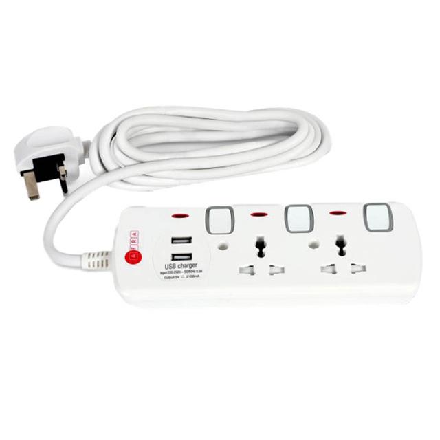 Afra - Japan Universal Extension Cord 2Way 3M Cable 250V - White