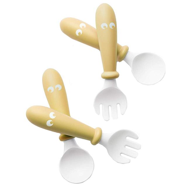 BABYBJORN - 4pcs Set Baby Spoon and Fork Powder Yellow