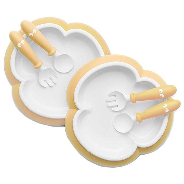 BABYBJORN - 2pcs Set Baby Plate, Spoon, Fork - Powder Yellow