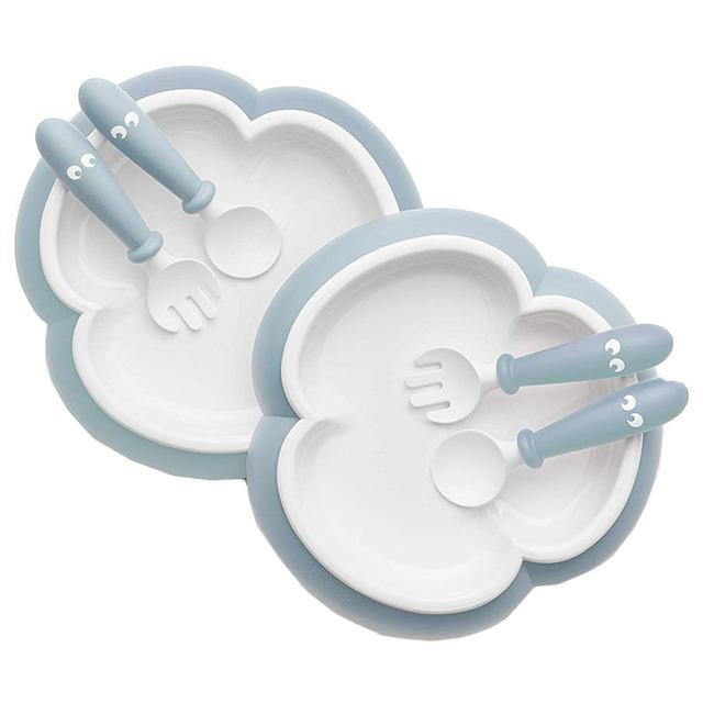 BABYBJORN - 2pcs Set Baby Plate, Spoon, Fork - Powder Blue