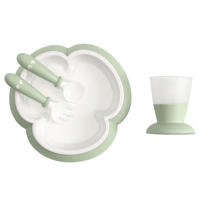 BABYBJORN - 4pcs Set Baby Feeding Set - Powder Green