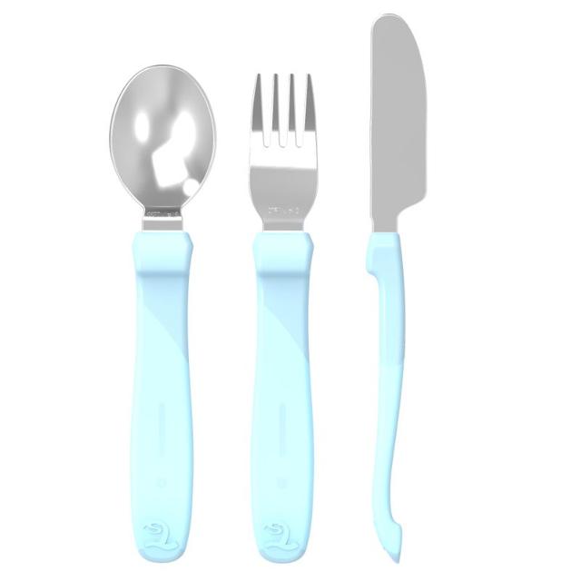 Twistshake - Learn Cutlery Stainless Steel 12+m - Pastel Blu