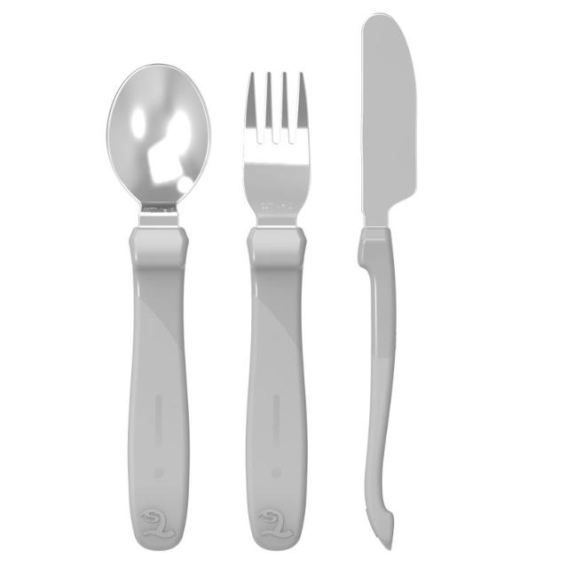 Twistshake - Learn Cutlery Stainless Steel 12+m Pastel Grey