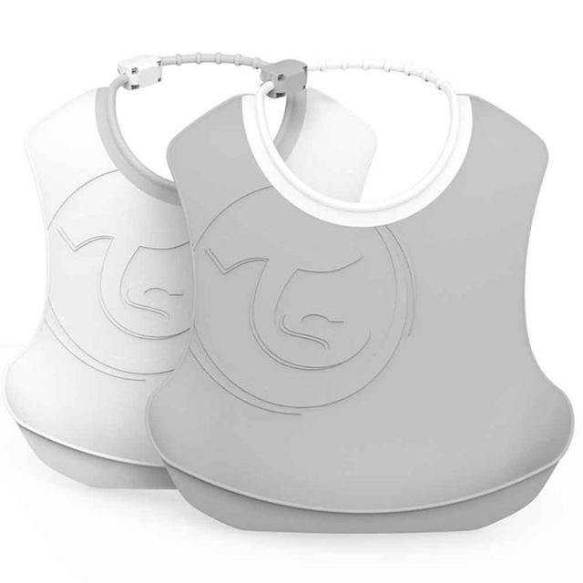 Twistshake - 2 x Bib 4+m - Pastel Grey/White