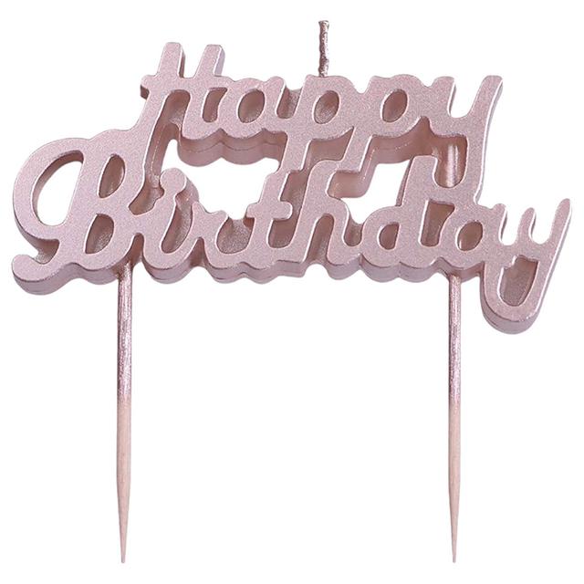 Highland - Happy Birthday Candle Cake Topper - Rose Gold