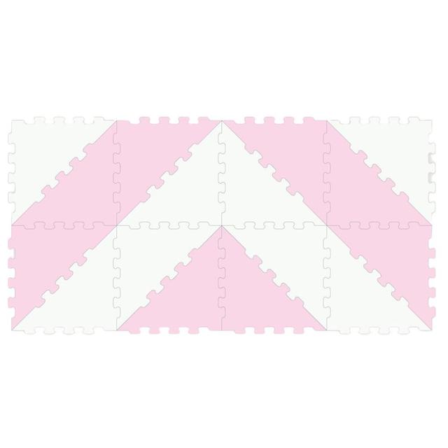 Sunta - 2 Colours Triangle Puzzle Floor Mat 16Pcs - Pink