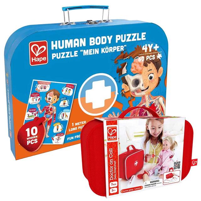 Hape - Doctor On Call & Human Body Puzzle 10pcs w/ Wooden Parts 7pcs