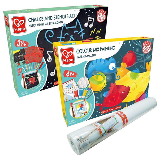 Hape - Art & Paint Activity Kit with Art Paper Roll for Easels 