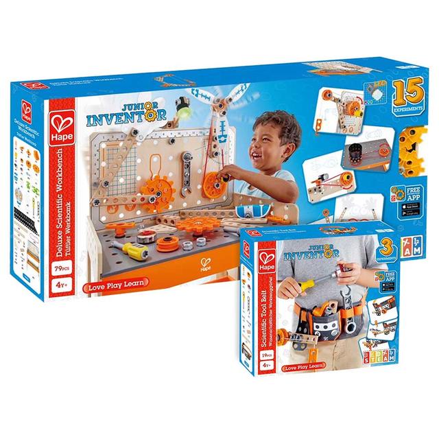 Hape - Junior Inventor Deluxe Science Workbench w/ Tool Belt Set