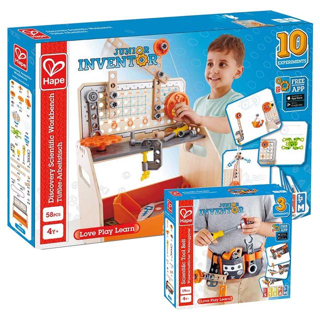 Hape - Junior Inventor Scientific Workbench and Tool Belt Set 