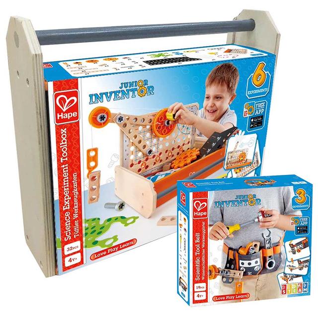 Hape - Junior Inventor Science Experiment Toolbox w/ Tool Belt