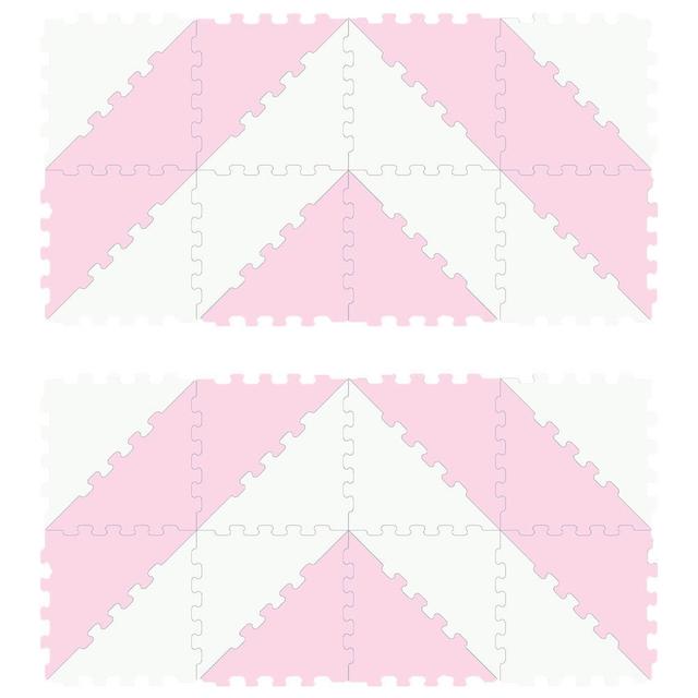 Sunta - 2-Colours Triangle Puzzle Floor Mat 32pcs - Pink/White