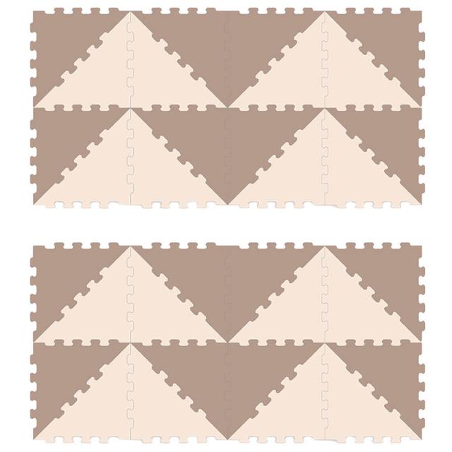 Sunta - 2-Colours Triangle Puzzle Floor Mat 32pcs - Brown/Beige