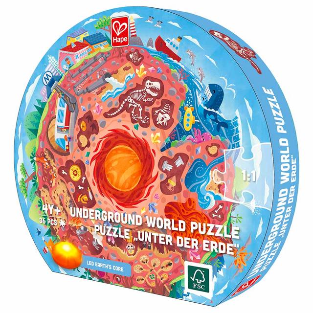 Hape - Underground World Floor Puzzle W/ LED Earth's Core 36pcs